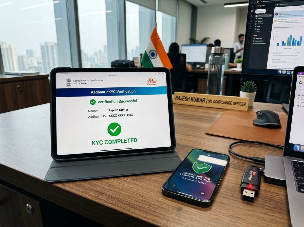 Aadhaar eKYC verification on tablet with USB security token